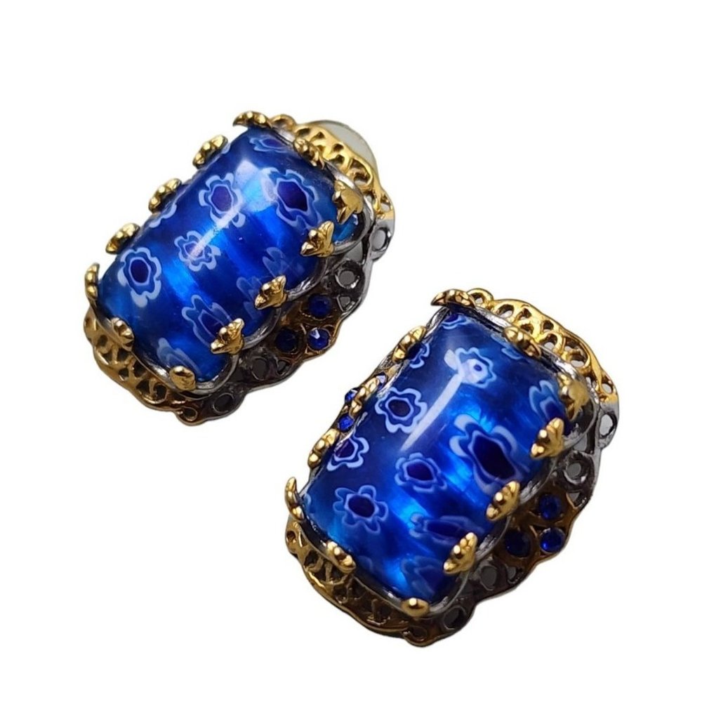 Vintage Millefiori Glass Pierced Earrings (A3023) - Picture 1 of 6